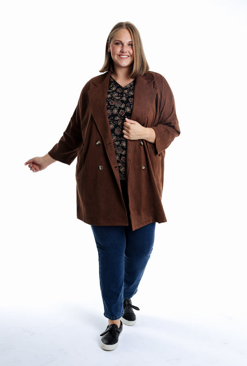 Manteau effet peau de pêche uni-Paprika-7