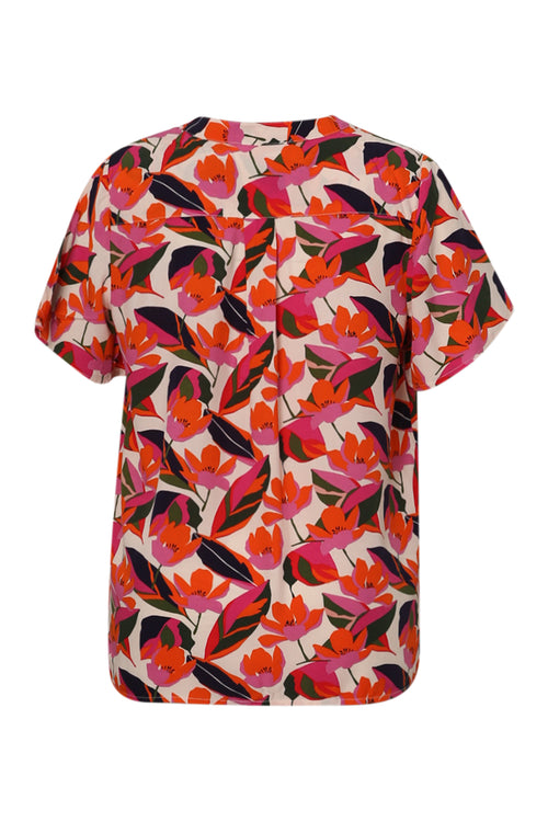 Blouse en viscose imprimé fleurs-Paprika-2