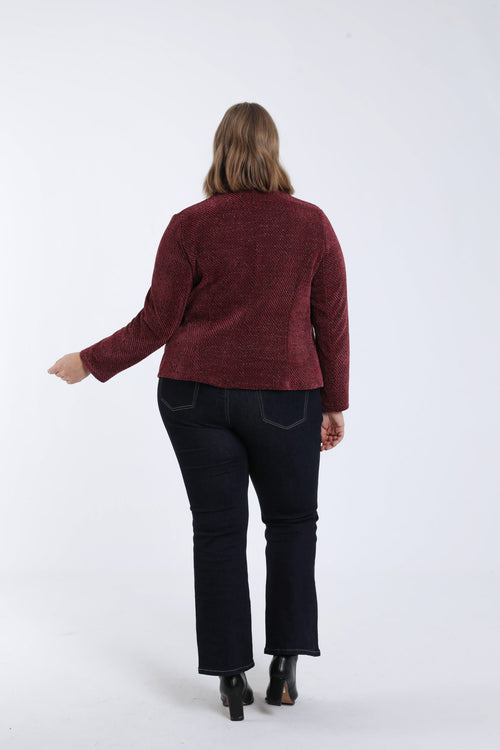 Bicolor jacquard jasje met lurex-Paprika-1