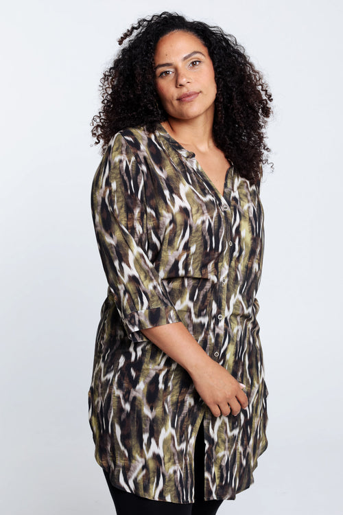 Longue chemise en viscose imprimé peau de bête-Paprika-5