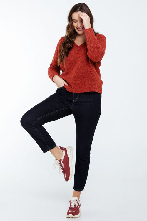 Pull maille bouclette uni-Paprika-9