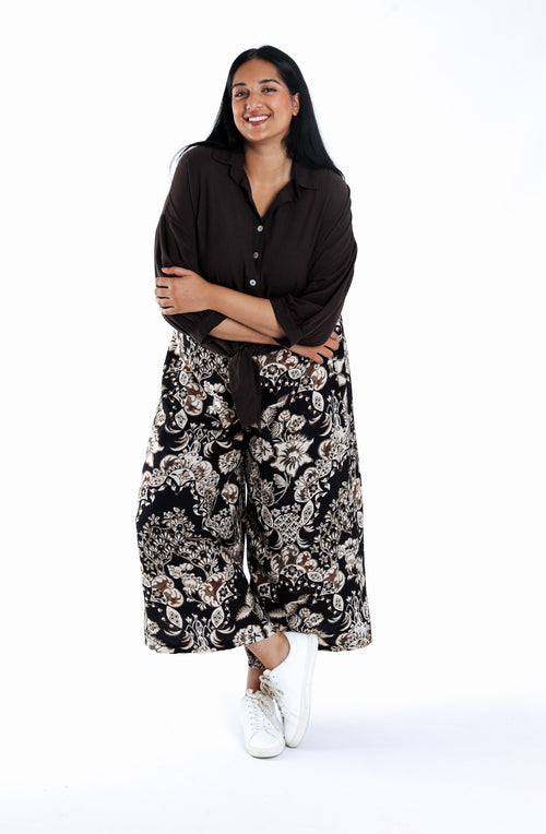 Pantalon large en viscose imprimé cachemire-Paprika-4