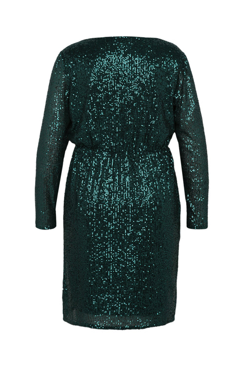 Robe à paillettes col cache-coeur-Paprika-11