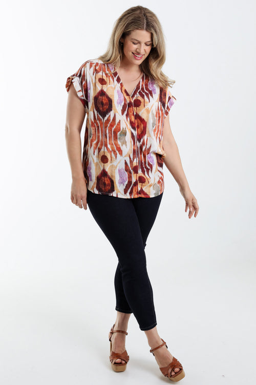 Blouse en viscose imprimé Ethnique-Paprika-8