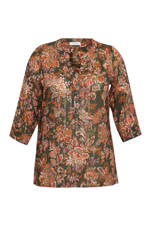 Blouse van viscose met paisleyprint-Paprika-8