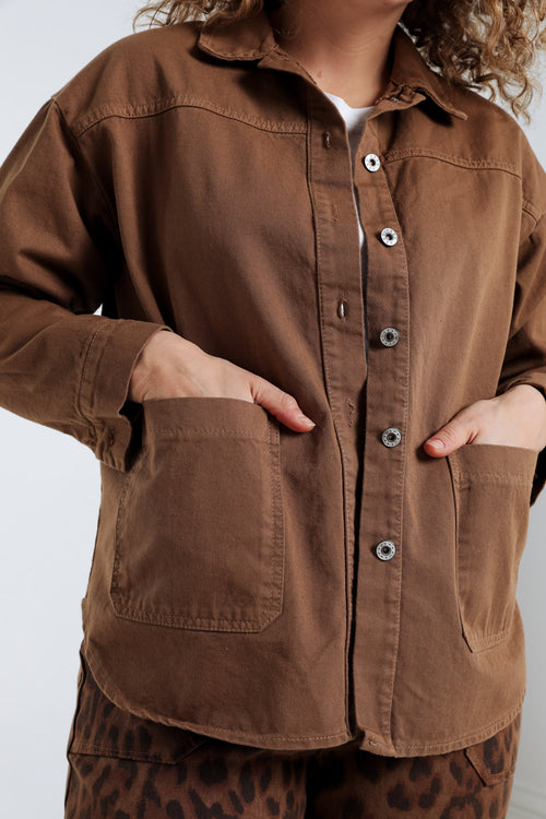 Veste en jeans unie-Paprika-6