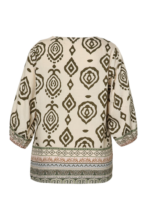 Blouse en viscose imprimé ethnique-Paprika-12