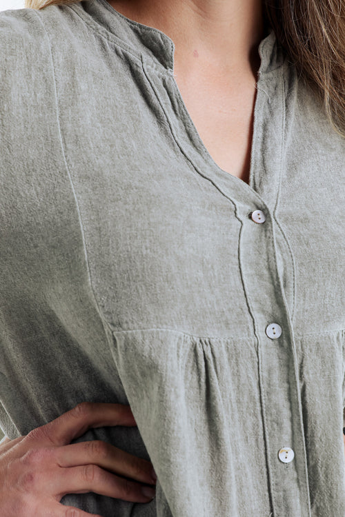 Robe tunique en gaze de coton unie-Paprika-3