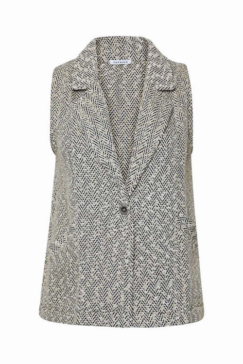 Mouwloze blazer met visgraatmotief-Paprika-8