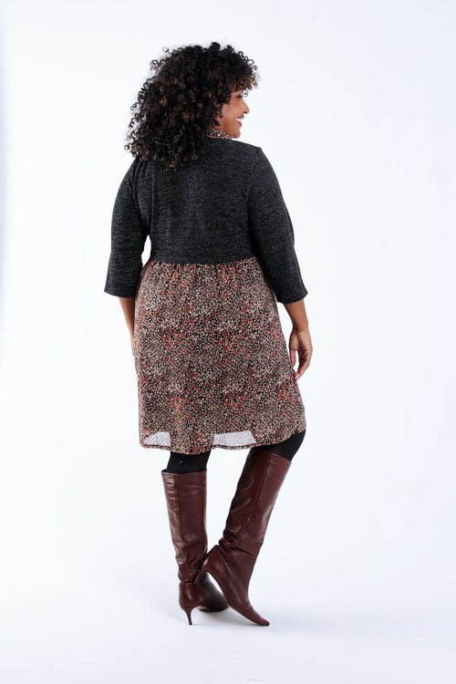 2-in-1 jurk met grafische print-Paprika-2