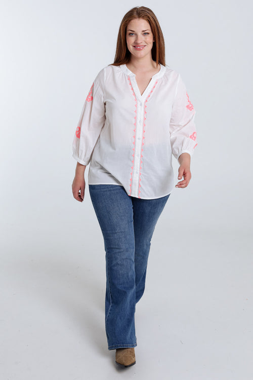 Blouse en coton avec broderies-Paprika-7