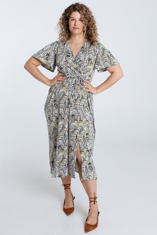Robe longue imprimé feuillage-Paprika-7