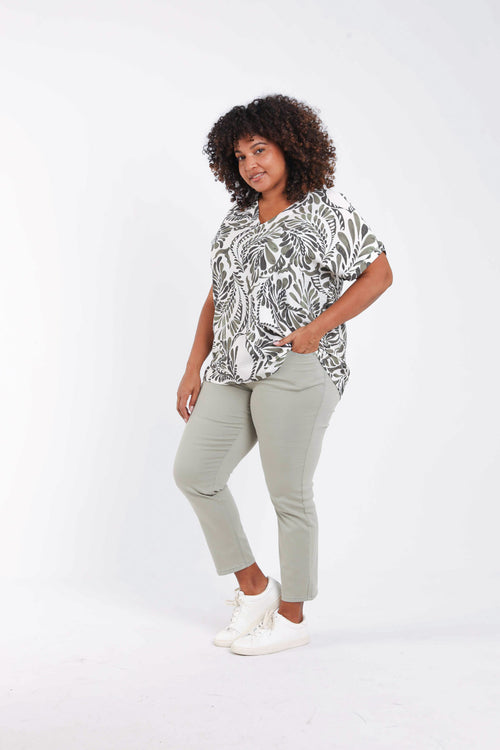 Blouse en viscose imprimé cachemire bicolore-Paprika-9