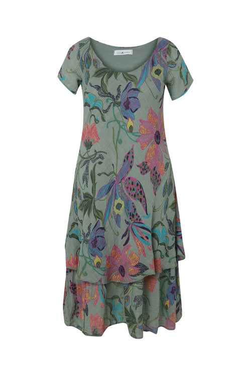 Robe en gaze de coton imprimé floral-Paprika-10