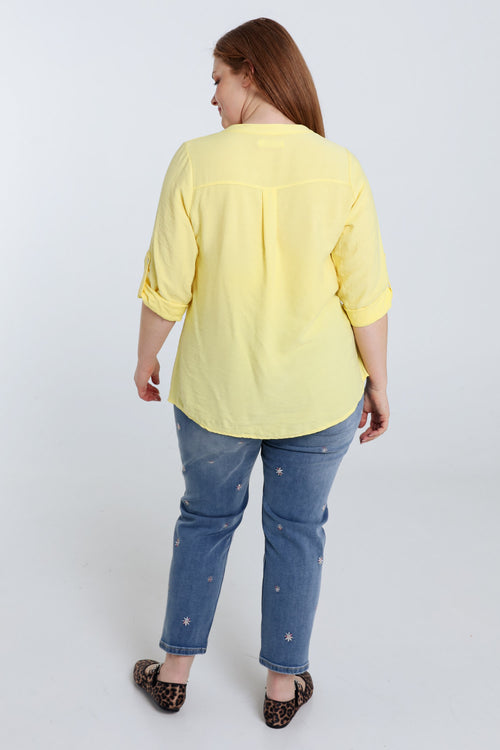 Blouse en viscose uni-Paprika-2