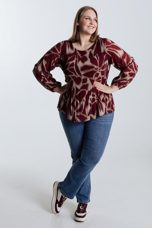 Geplooide blouse met grafische print-Paprika-8