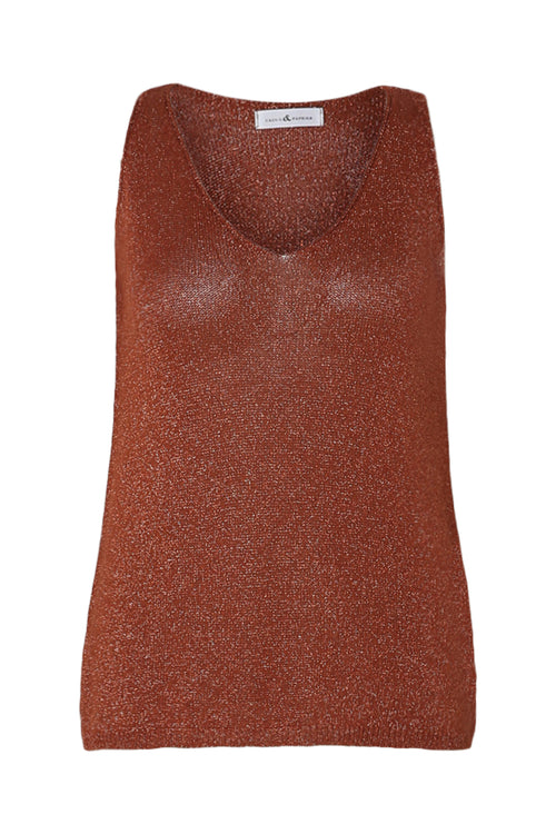 Débardeur en maille uni avec lurex-Paprika-10