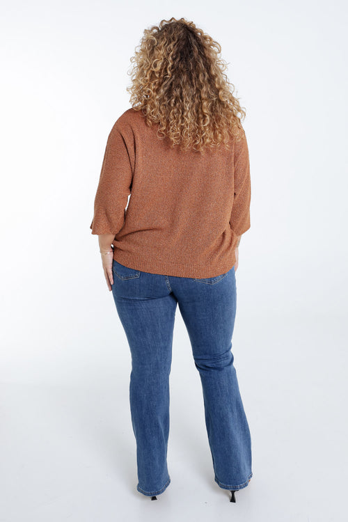 Pull boîte en coton avec lurex-Paprika-2