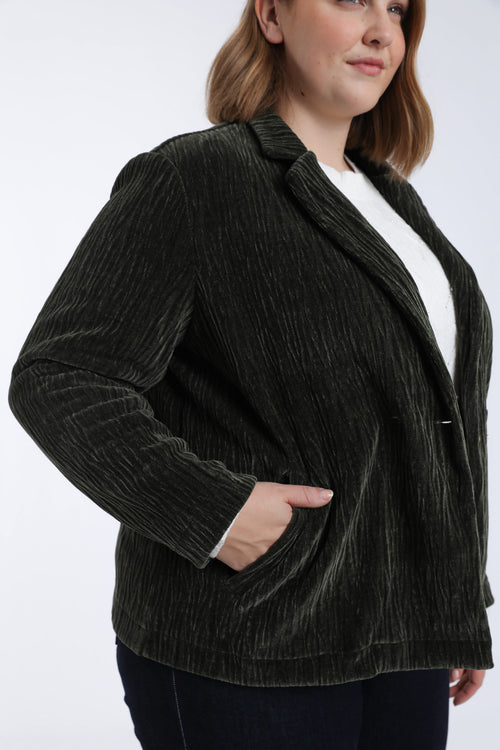 Effen blazer van geplooid fluweel-Paprika-4