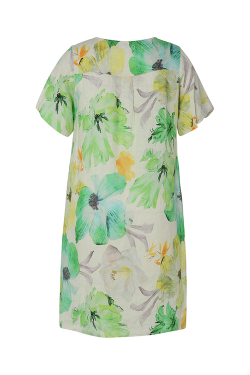Linnen jurk met bloemenprint-Paprika-11