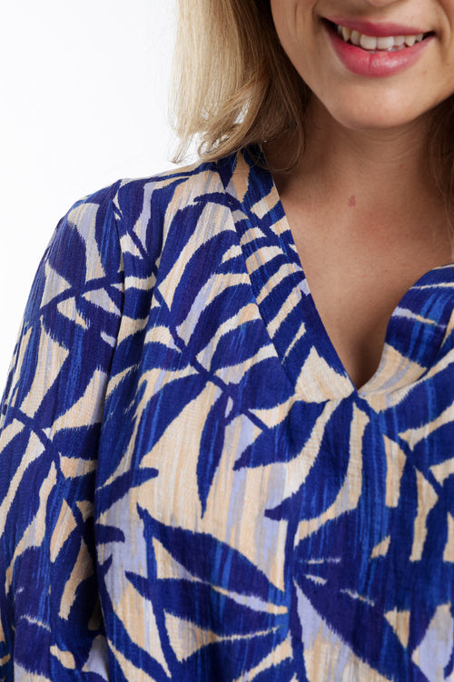 Blouse en viscose imprimé feuillage-Paprika-5