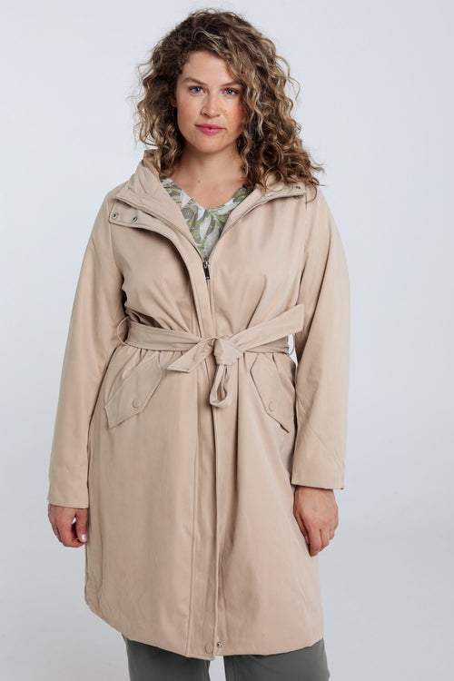 Trench mi-long uni avec capuche-Paprika-2