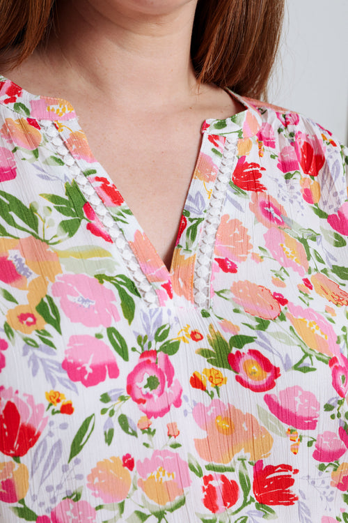 Blouse en viscose imprimé floral-Paprika-4