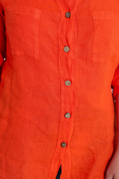 Blouse en lin unie-Paprika-5