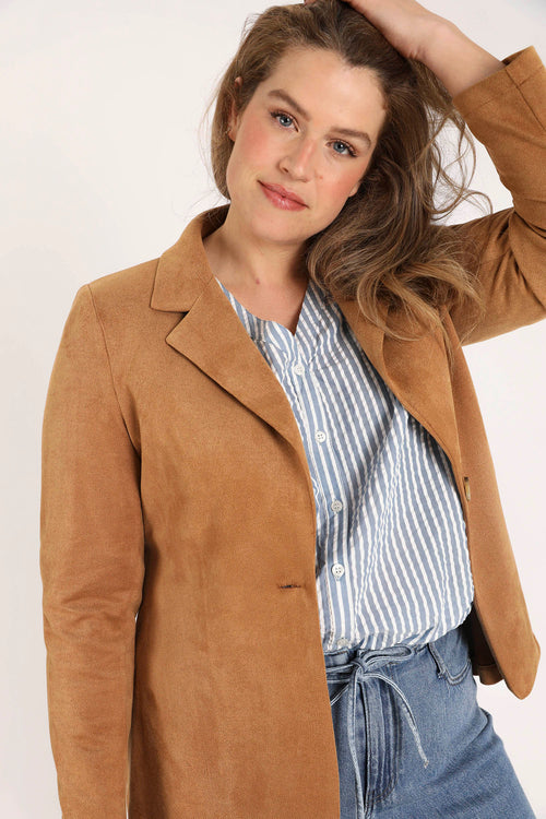 Blazer uni effet suédine-Paprika-4