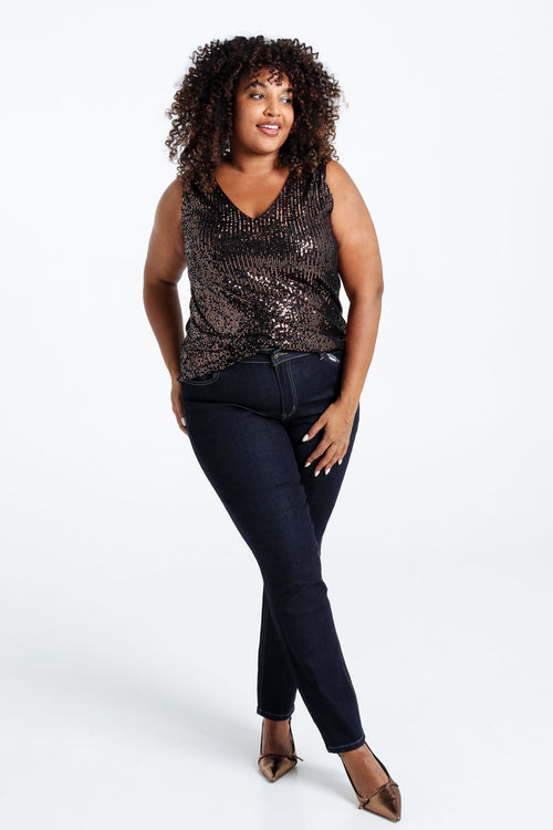 Top sans manches à paillettes-Paprika-8