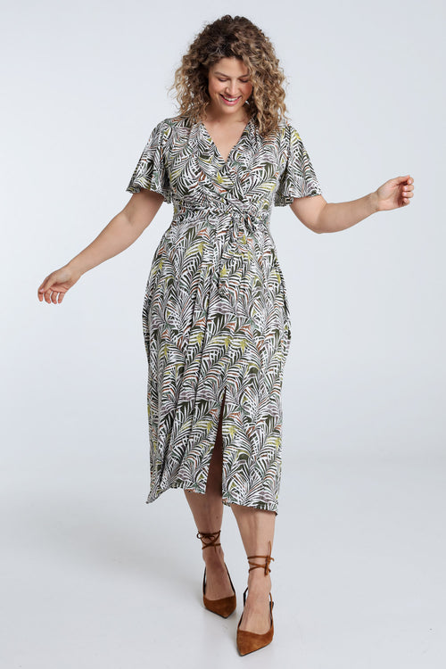 Robe longue imprimé feuillage-Paprika-8