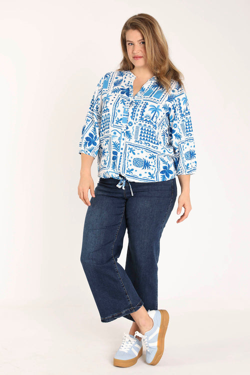 Blouse van viscose met patchworkprint-Paprika-9