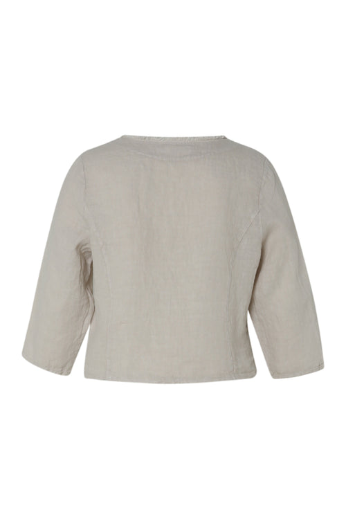 Veste courte en lin imprimé floral-Paprika-11