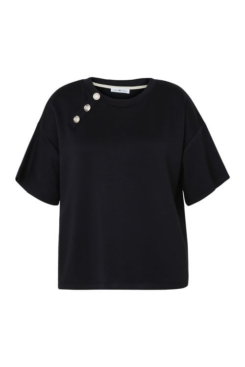 T-shirt uni avec boutons décoratifs-Paprika-10