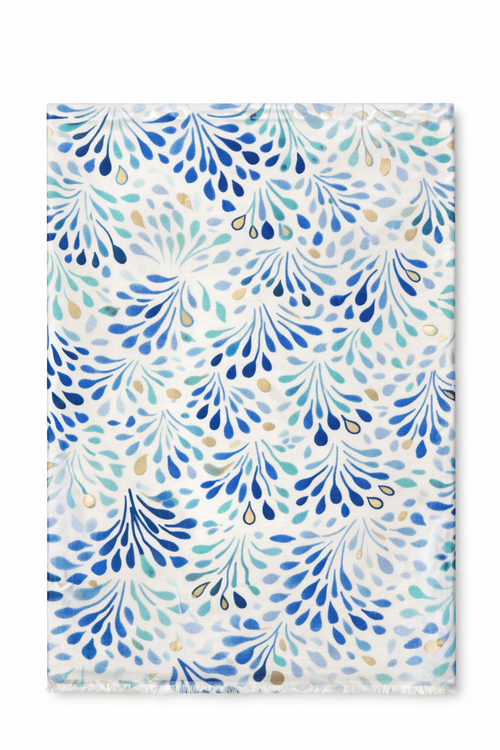 Sjaal van viscose en katoen met druppelprint en folie-Paprika-1