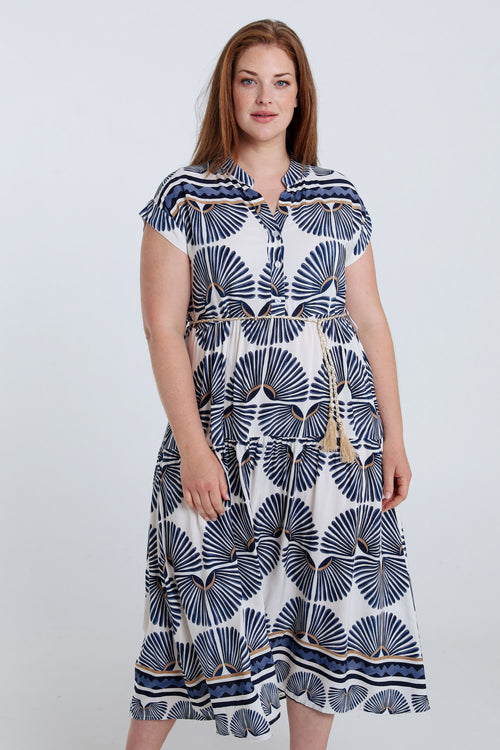 Robe longue en viscose imprimé feuillage-Paprika-1