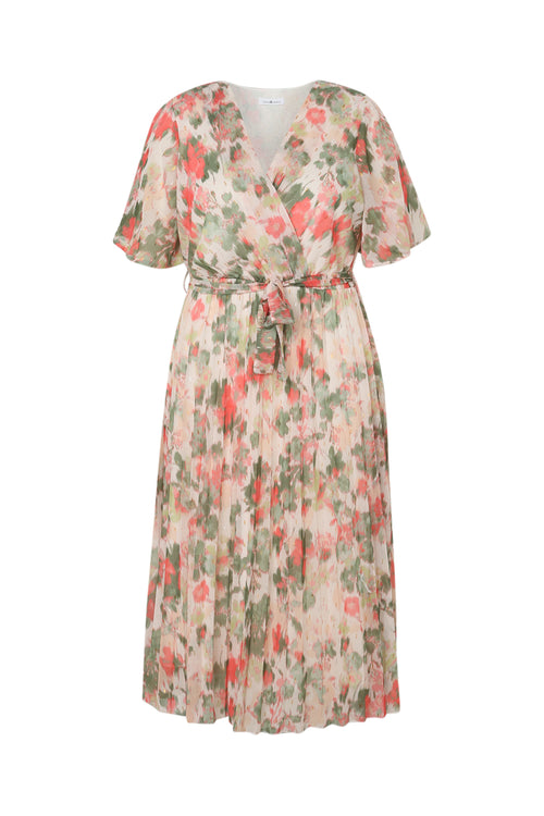Jurk van geprinte voile met lurex-Paprika-10