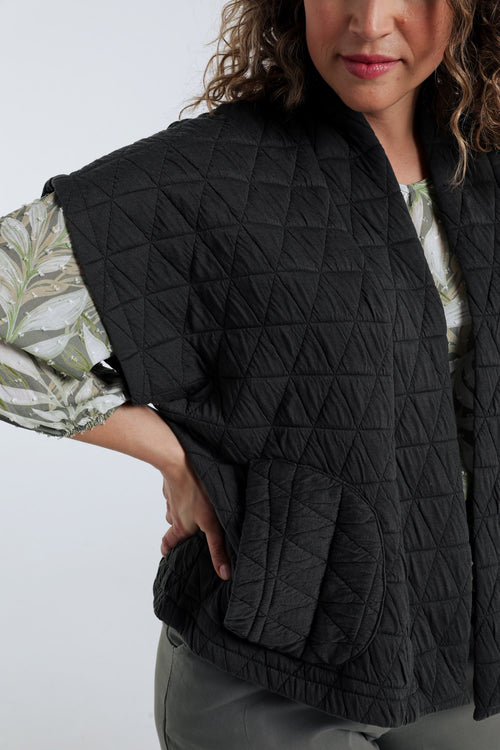 Veste kimono matelassée unie-Paprika-4