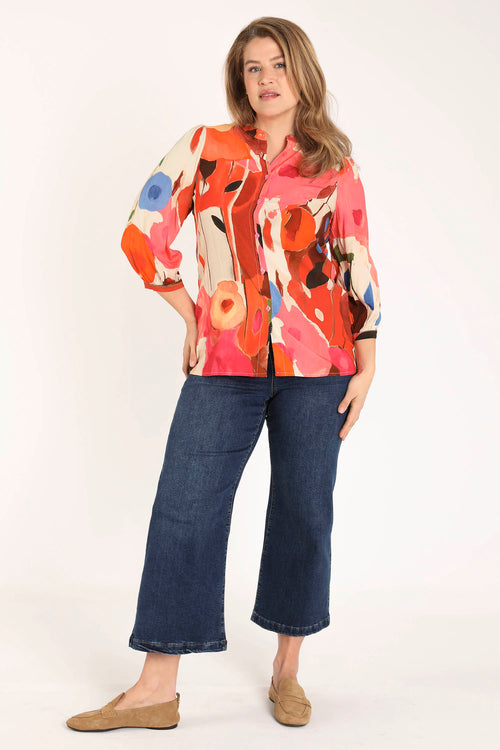 Blouse en viscose imprimé coquelicots-Paprika-5