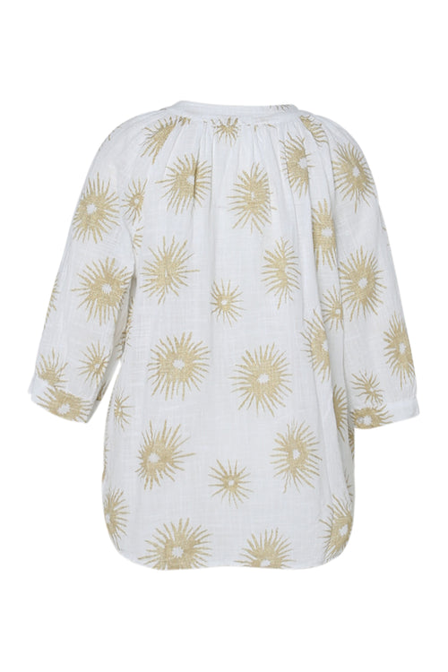 Blouse van katoen met folie zonprint-Paprika-2