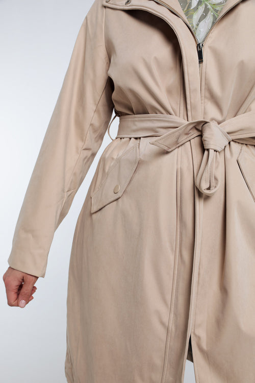 Trench mi-long uni avec capuche-Paprika-5