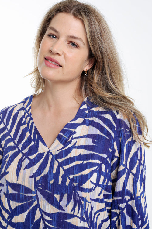 Blouse en viscose imprimé feuillage-Paprika-3