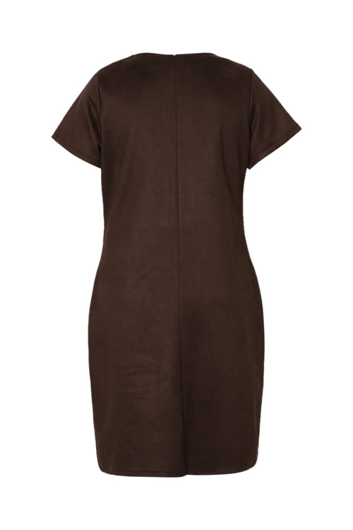 Robe en effet suédine unie-Paprika-9