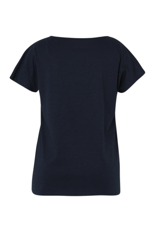 T-shirt uni avec broderie Enjoy et sequins-Paprika-11
