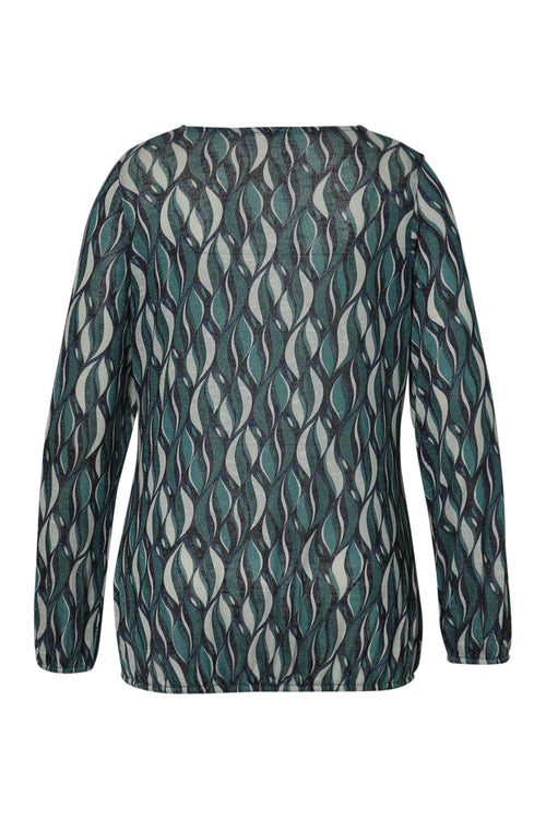 Blouse en maille chaude imprimé graphique-Paprika-2