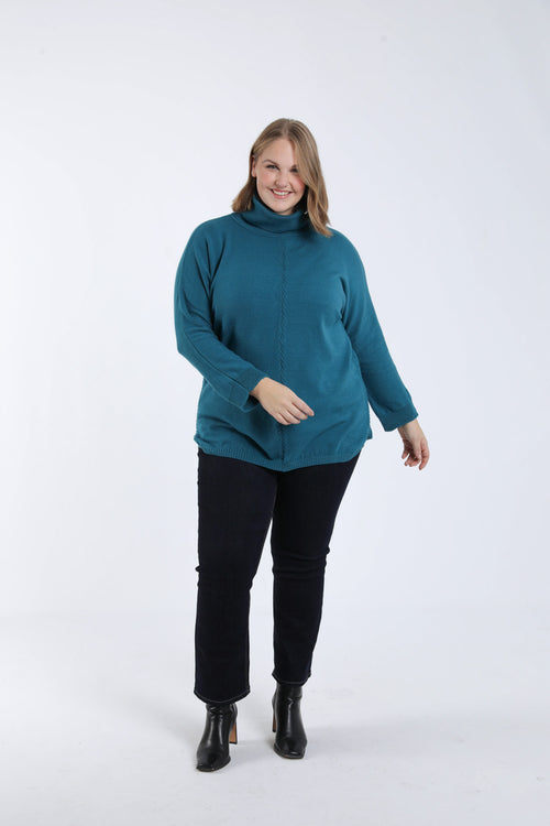 Pull tunique col roulé uni-Paprika-7