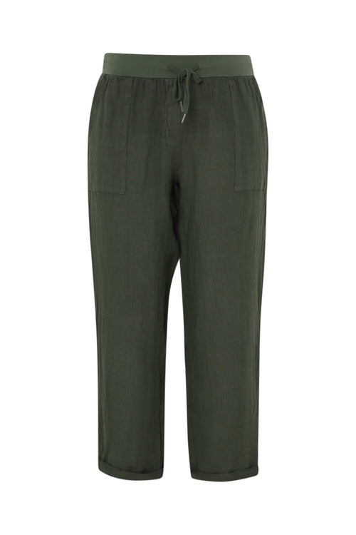 Effen linnen 7/8 broek-Paprika-10