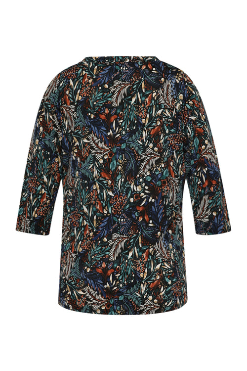 T-shirt met bladprint-Paprika-10