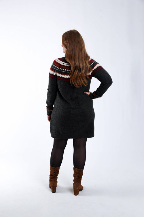 Jurk trui met jacquardmotief-Paprika-2