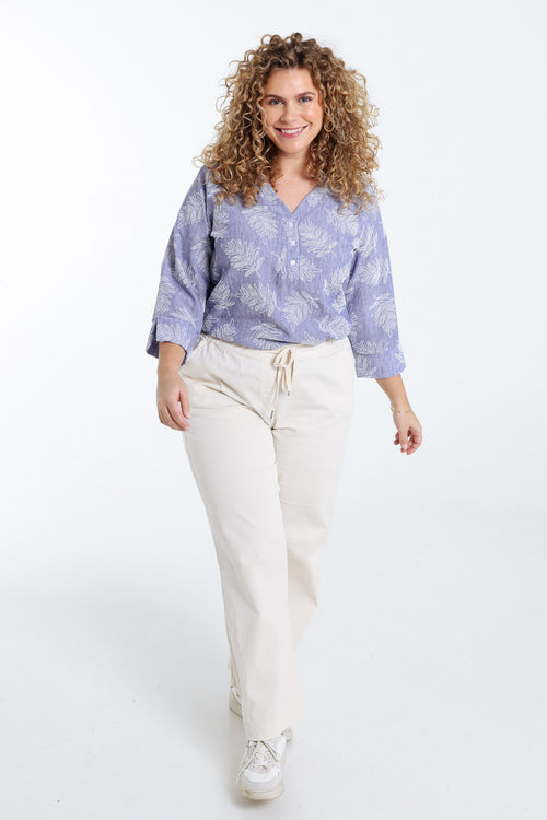 Blouse bicolore détail feuilles-Paprika-7